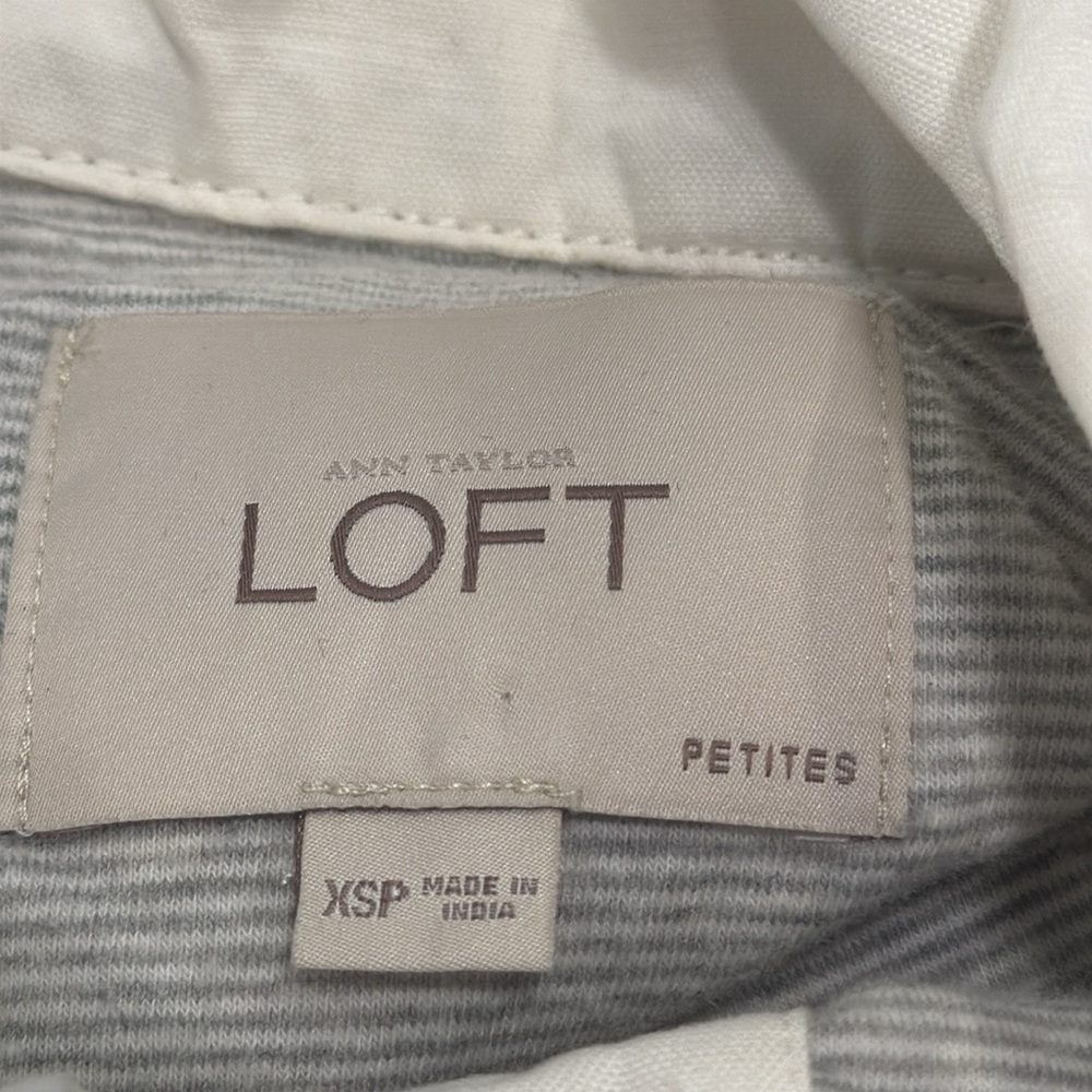 Ann Taylor Loft Petite White and Khaki Spring/Summer Light Cotton Jacket, XSP - Picture 7 of 8